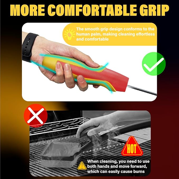 BBQ Brush-Replaceable Cleaning Head Safe Grill Accessories for Cast Iron/Porcelain/Weber Gas/Charcoal Grill Grill Brush for Outdoor (Black)