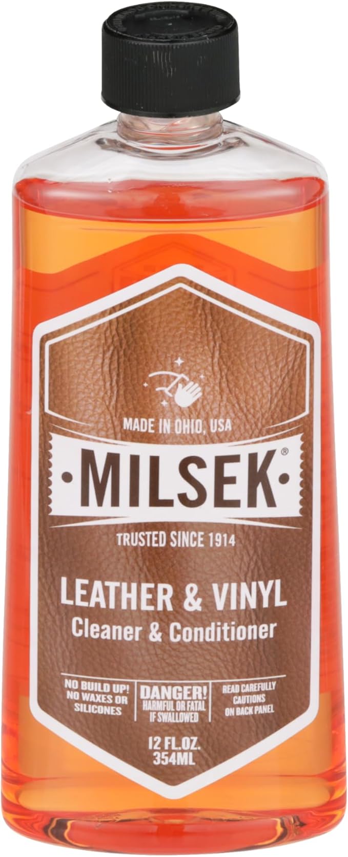 Milsek Leather Leather & Vinyl Cleaner, 12-Ounce, Pack of 4, Orange (LC-4)