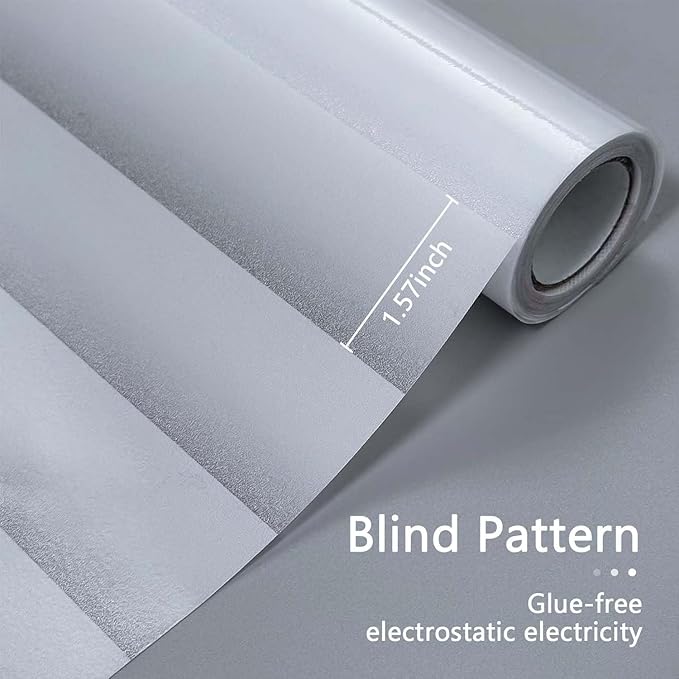 DERZGAO Window Privacy Film with Installation Tools, Static Cling, Anti UV, Heat Control, Ideal for Home Shower Office Glass Door (Blinds Pattern, 29.6X118.1Inch)