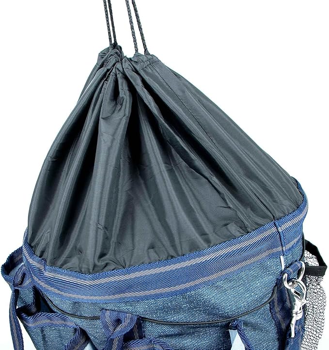 Jeffers Poplar Head Grooming Bag – Horse Grooming Organizer Tote with Pockets for Brushes, Tools, Clippers, Shampoo, Detangler – Stable Barn Kit Carrier for Horses, Pets, Livestock, Blue Jean Baby