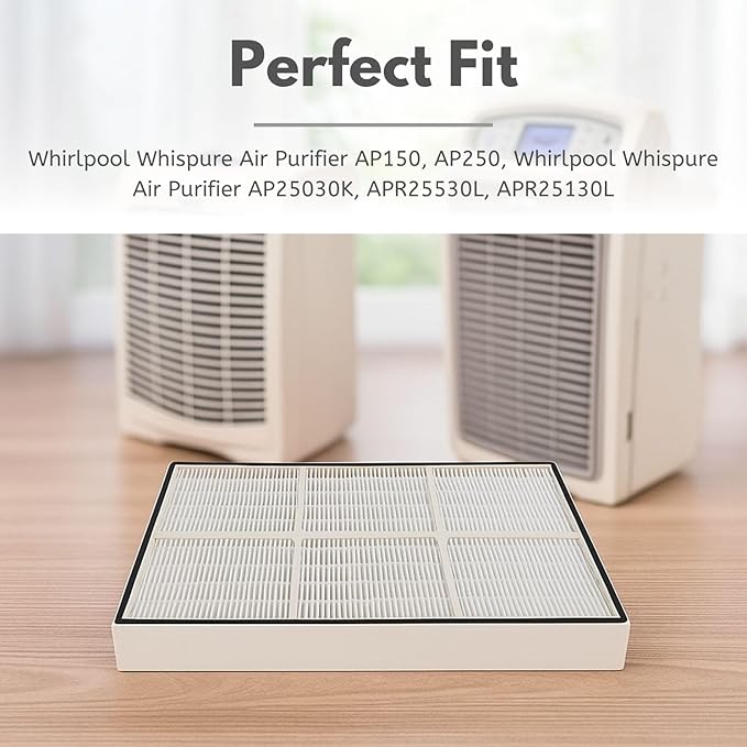 Nispira 1183051 83374 83377 True HEPA Filter (Small) for Whirlpool Whispure/Kenmore Air Purifier Models AP150 AP250 AP25030K APR25530L 83353, 83234, 42-83234 with 4 Pre-Carbon Pre Filters, 2 Set