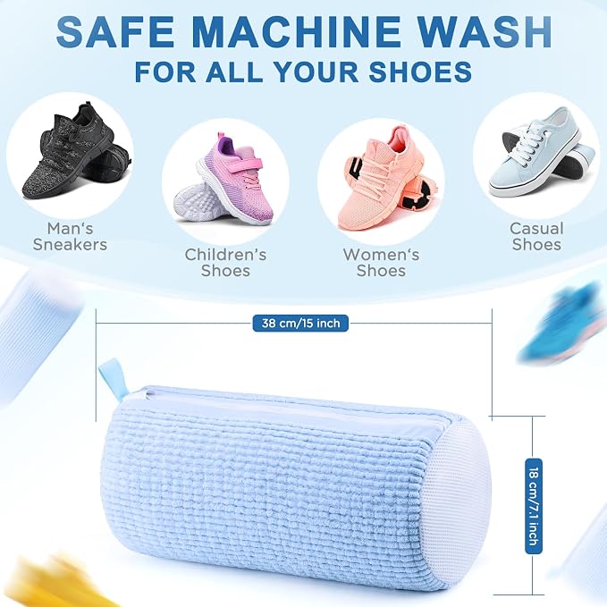 Aship Shoe Washing Machine Bag, Laundry Shoe Bag for Washer and Dryer - Reusable Shoes Cleaning Bag for Sneakers,Tennis Shoes, 360° Deep Cleaning With Self-locking Zipper for All Shoe Sizes - Blue,1PC