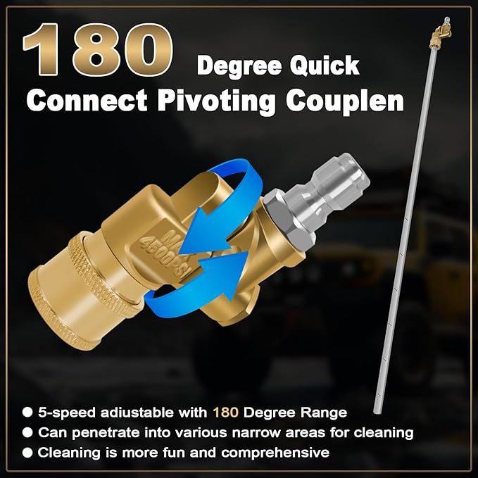 Gekufa 39'' Car Radiator Cleaning Wand, 25° Fan Nozzle Radiator Genie Water Air Cleaning Wands, High-Pressure Washer Radiator Wand with 1/4'' Quick Coupler