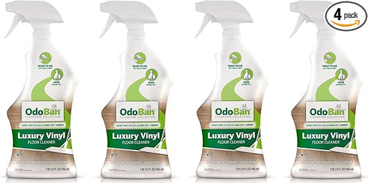 OdoBan Ready-to-Use Luxury Vinyl Floor Cleaner, Streak Free and Neutral PH Formula, Made in the USA, Scentless, 32 Oz Spray 4-Pack