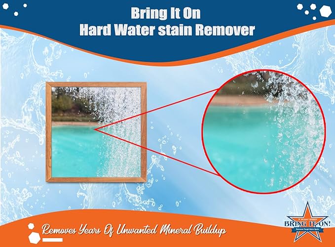 BRING IT ON! CLEANER Hard Water Stain Remover 32 Ounce 2 Pack, Shower Door Cleaner, Clean Tile and Grout, Windows, Fiberglass, Tubs, Chrome