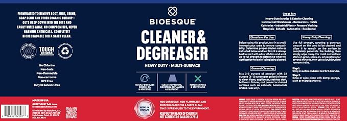 Bioesque Heavy Duty Multi-Surface Cleaner & Degreaser Concentrated Professional Formula, 1 Gallon (Pack of 1)