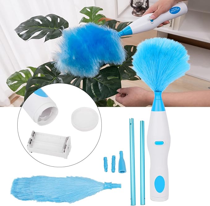 Acouto 180 Bendable Electric Duster Window Blinds Furniture Cleaning Tool Electric Duster for Home Cleaning Dusters Spin Battery Operated Electrical that Runs by Batteries