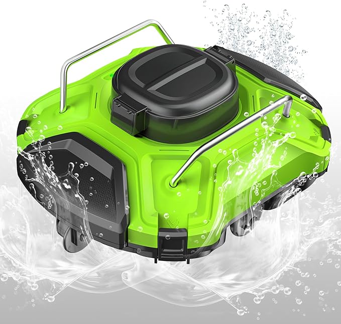Cordless Robotic Pool Cleaner, Dual-Motor Vacuum with 25° Slope Climbing for Pools up to 915 sq ft, UL & CSA Certified, 120 Mins Long Running Time, Automatic Self-Parking, Powerful Suction