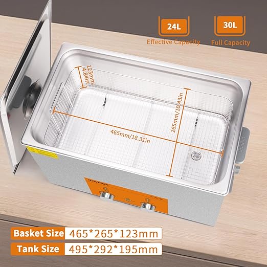 Ultrasonic Cleaner,30L 600W Industrial Sonic Cleaner with Encoded Control, Ultrasonic Engines Cleaner for Gun,Carburetors,Parts,Chain Cleaning (Including Baskets)