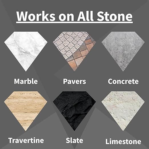 Wet Look Natural Stone Sealer. Durable, Long-Lasting Gloss Protection. Interior and Exterior Pavers, Slate, Sandstone, Travertine, Flagstone, Driveways, Garage Floors, etc. Black Diamond Stoneworks