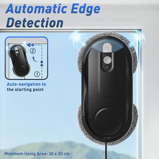 KKI Window Cleaning Robot, Automatic Window Cleaner Robot, Dual Ultrasonic Spray, Max 3200Pa, AI Path Planning & Edge Detection, Remote Control for High-Rise Windows Outside/Inside, Glass,Door, X3
