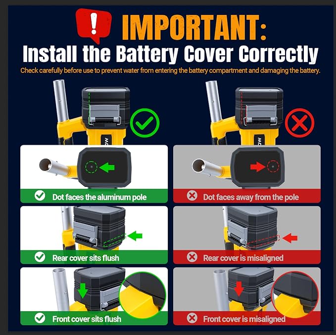 Cordless Handheld Pool Vacuum for Above Ground Pool Compatible for Dewalt 20V Battery, Swimming Leaf Vacuum Cleaner with Suction 18.5 GPM ｜7.5Ft ft Max Reach Ideal for Leaves & Debris (No Battery)