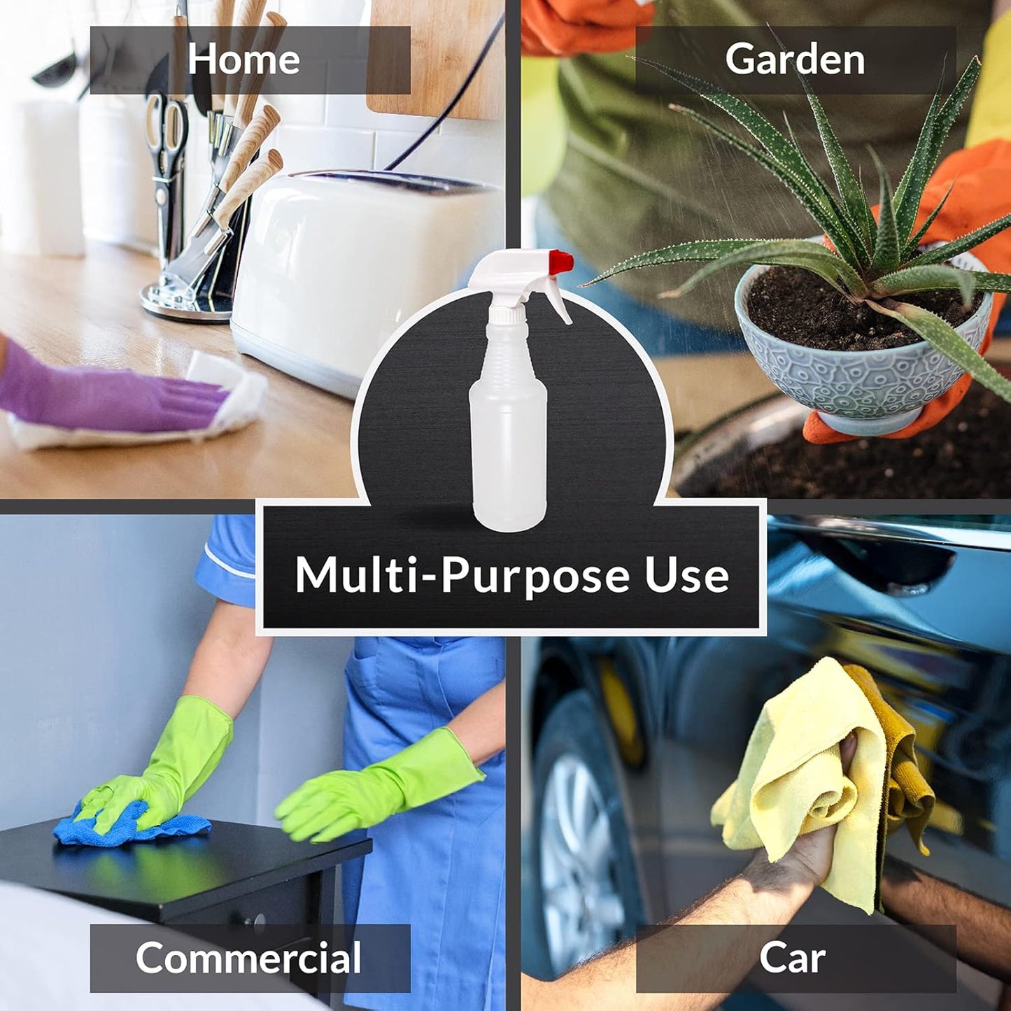 Pinnacle Mercantile Plastic Spray Bottles Leak Proof Technology Empty 16 oz Value Pack of 12 Made In USA