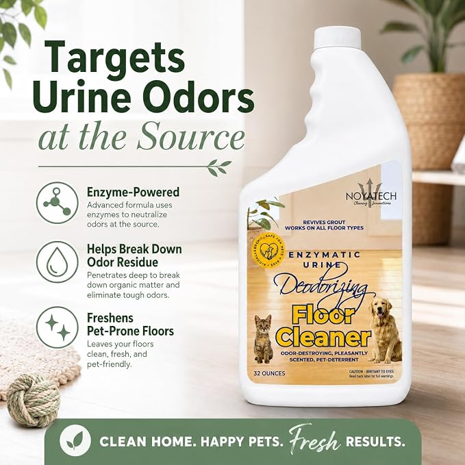 NOYATECH Pet Floor Cleaner – Enzyme-Powered Degreaser for Urine, Odor & Grime | Safe for Tile, Vinyl, Grout & Hardwood | Residue-Free & Pet Safe