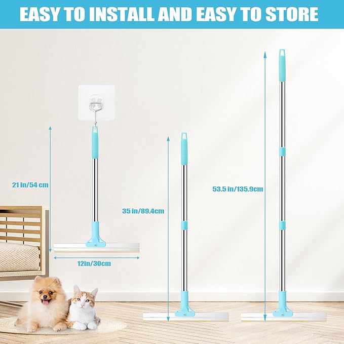 Carpet Rake for Pet Hair Removal (3PCS) 53.5“ Adjustable Long Handle Carpet Rake Remover for Cat Dog Hair Remover Carpet Brush Scraper Lint Remover Scraper for Carpets, Rugs, Mats, Couch