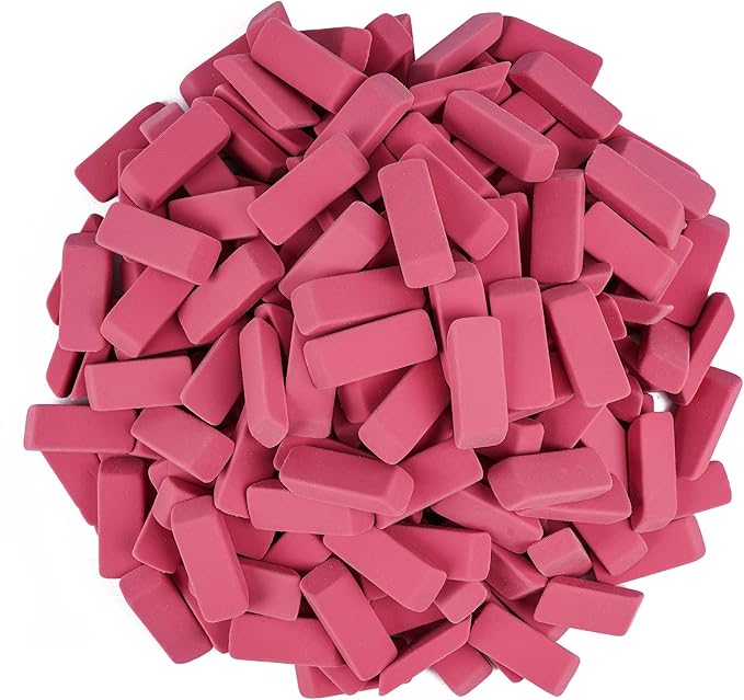 200 Pack Pink Erasers Bulk Latex-Free Soft Erasers Pencil Erasers for Students Teachers and School and Office Supplies