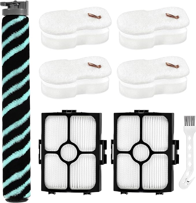 HZ4002 Replacement Parts Accessories Kit Compatible with Shark HZ4000 HZ4002 Corded Stick Vacuum Cleaner, 1 Roller Brush, 2 HEPA Filters, 4 Foam & Felt Filters, 1 Cleaning Brush