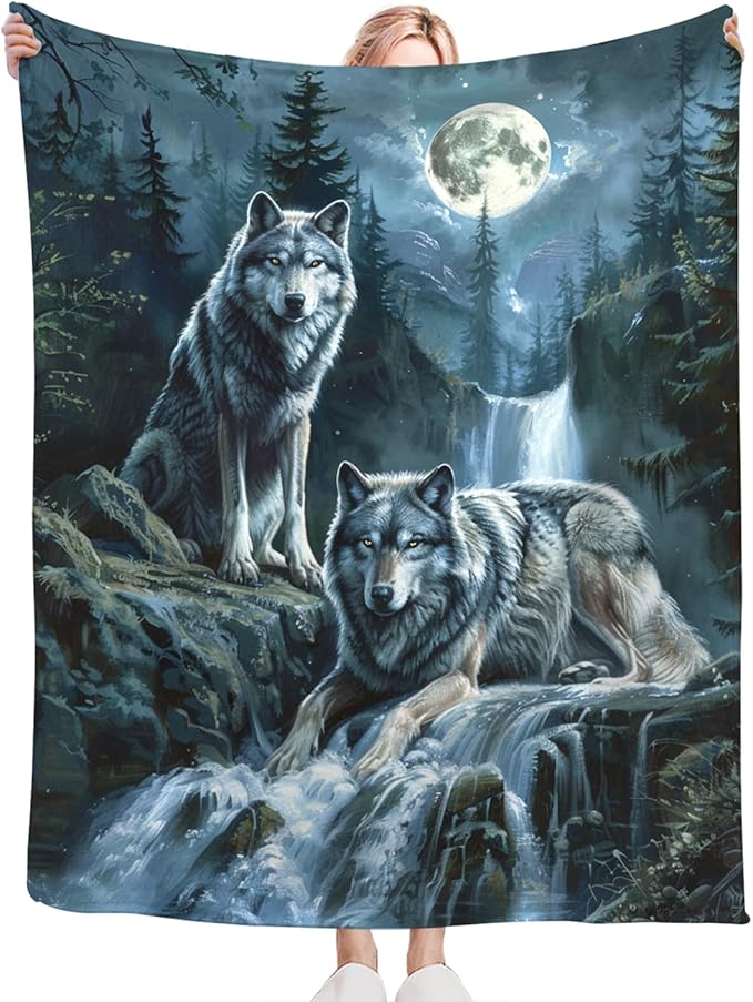 Tijuboni Wolf Throw Blanket Wolf Gifts for Girls Boys Women Men Kids Adults Soft Flannel Fleece Blanket for Couch Sofa Bed Home Decor 40"x50"