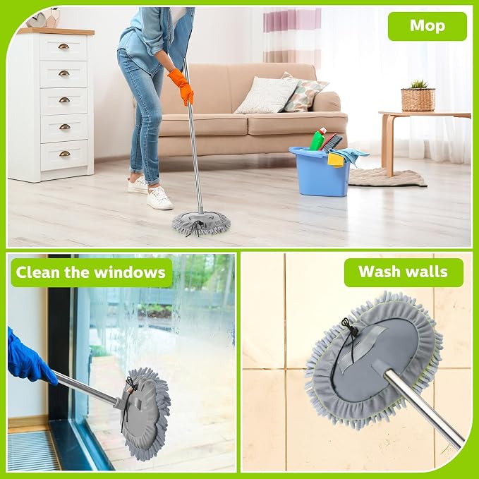 Tallew 5 Pcs Car Wash Mitt Kit, Car Clean Brush Not Included, Microfiber Mitt Clean Detail Cleaning Tools Truck Washing Chenille Scratch Replacement Kit for Auto RV Pickup Bus (Gray)