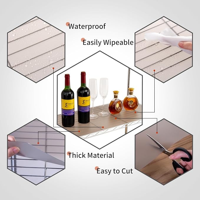 Poofzy Wire Shelf Liner 18" X 48", Non-Adhesive Plastic Shelf Liners for Wire Shelving, Waterproof Protector Mats (5PK, Gray)