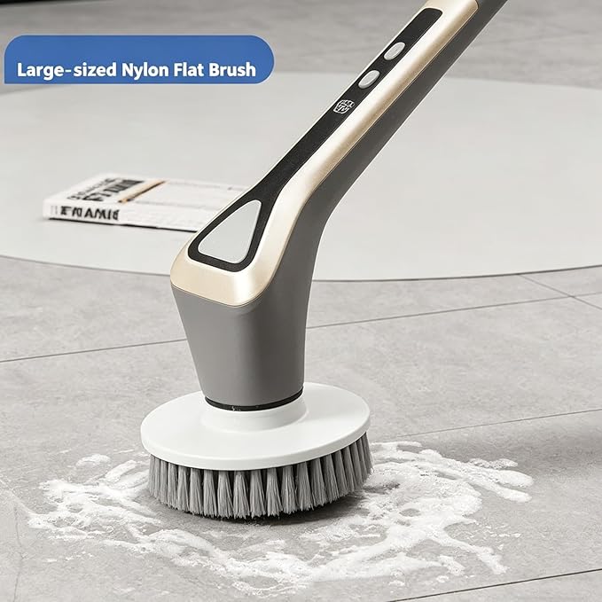 Electric Spin Scrubber, Full-Body Waterproof Bathroom Electric Scrubber with Power LCD Display, Cordless Cleaning Brush Scrubber for Bathroom and Kitchen Cleaning
