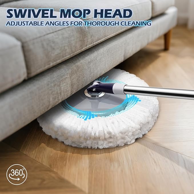Spin Mop and Bucket Set,Masthome EasyWring Microfiber Spin Mop with 3 Mop Pads,Pedal Spinning Mops and Bucket with Wringer Set for Floor Cleaning - Home & Office Suitable