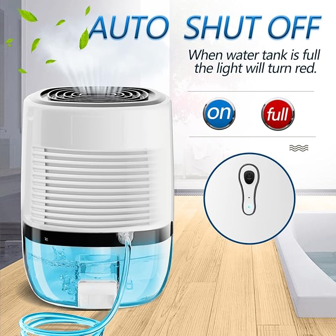 Dehumidifiers for Home 27oz(800ml) Small Auto Shut off Dehumidifiers with Drain Hose,Portable Ultra Quiet Mini Dehumidifier Effective for Bathroom, Basement, Garage, RV, Gun Safe, Closet
