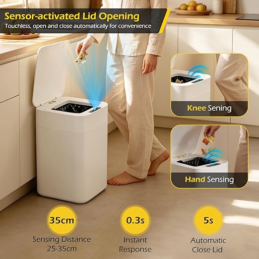 Dyna-Living Automatic Trash Can, 8 Gallon Self Sealing & Self-Changing Touchless Garbage Can Motion Sensor Trash Can, Smart Trash Bin with Automatic Lid for Kitchen Bathroom Office