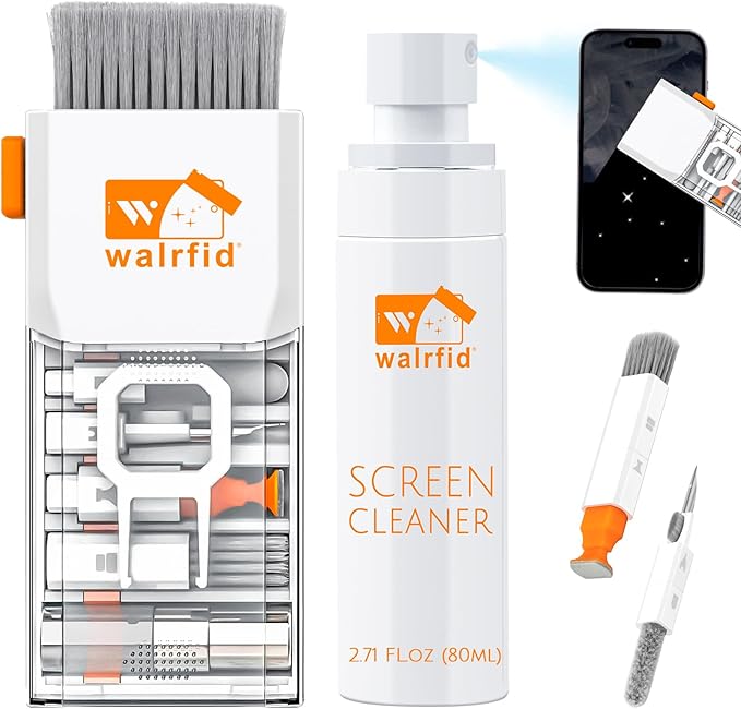 walrfid 20-in-1 Computer Keyboard Cleaner Kit, Laptop Screen Cleaning Spray for iPhone AirPods Cell Phone MacBook iPad Pro, 15-in-1 Electronic Clean Brush Tool for Earbuds iPod PC Monitor TV Earphone