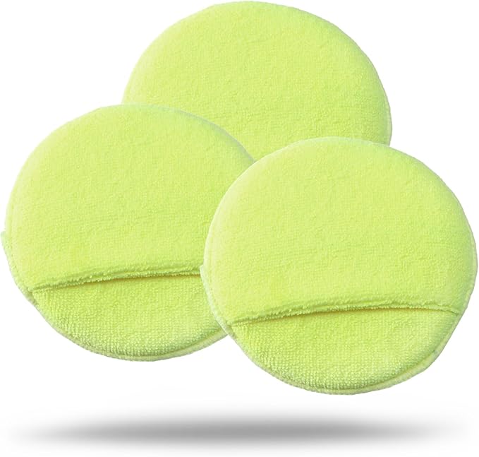 Maxshine Multipurpose Microfiber Finger Hold Applicator, Yellow, Dia: 16cm, 3 Pack