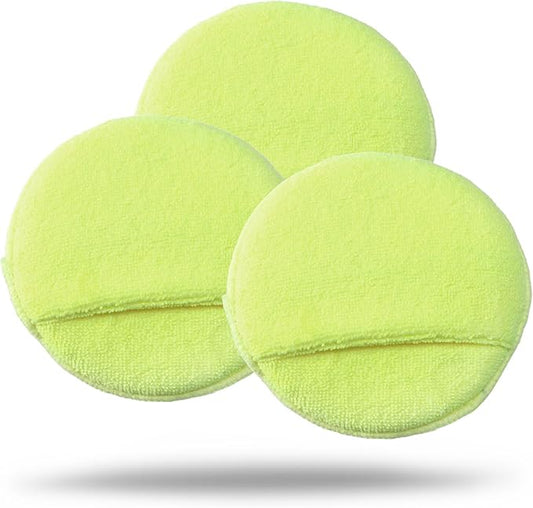 Maxshine Multipurpose Microfiber Finger Hold Applicator, Yellow, Dia: 16cm, 3 Pack