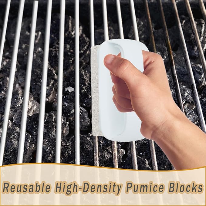 Heavy Duty Grill Cleaning Brick with Handle, Durable Griddle Pumice Stone Cleaning Blocks Removing Stains for Flat Top, Oven, Stove, BBQ Grates, Cookware (3)
