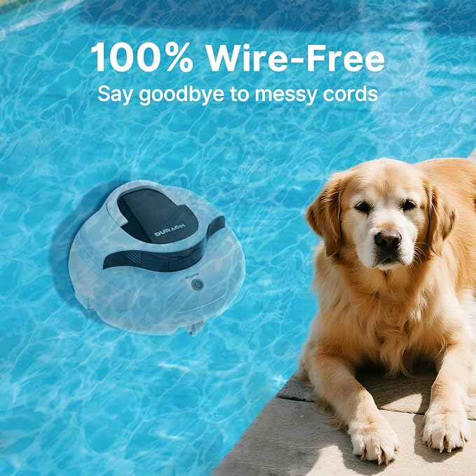 AquaGuard SE III Cordless Robotic Pool Cleaner Pool Vacuum Self-Parking for Pool up to 1000 Sq.Ft Above Ground Pool Vacuum, Dual 30W Motors, 100min Runtime,Ideal for Above-Ground Pools (Blue)