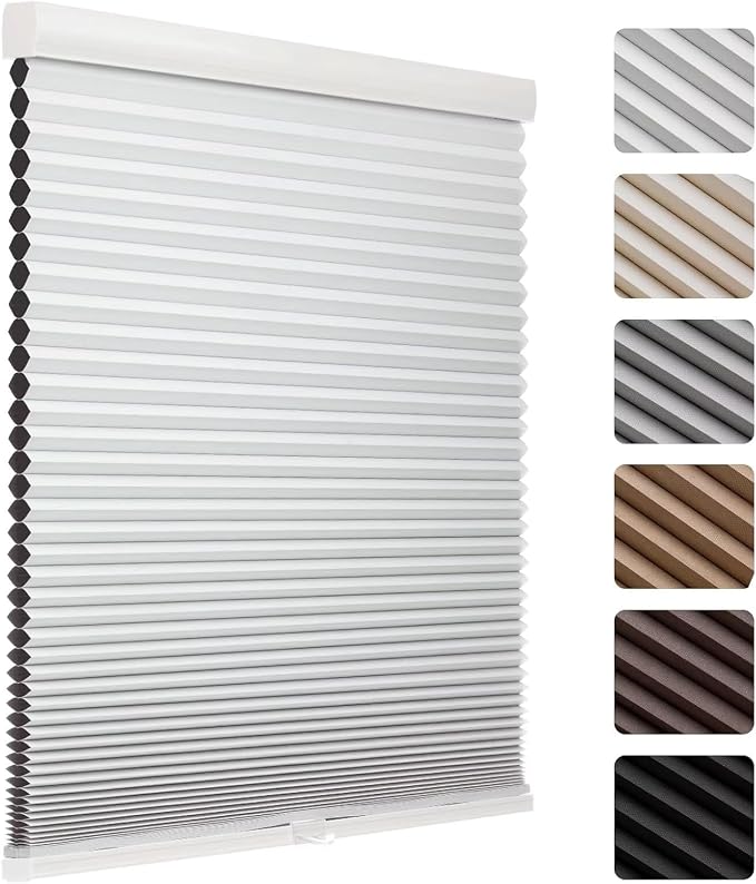 MYshade Cordless Blackout Cellular Shades, 1.5" Honeycomb Window Blinds for Bedroom & Nursery, Thermal Insulated, Noise Reducing, Privacy Shades, Inside or Outside Mount (23" W x 64" H, White)