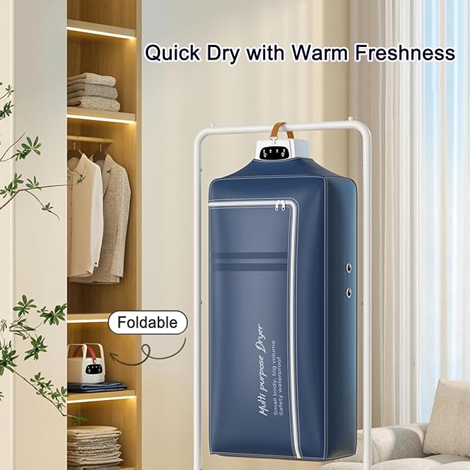 Portable Clothes Dryer, Mini Compact Dryer, Upgraded Fast-Drying Machine with Adjustable Timer & Wrinkle-Reducing Heat, for Travel, Apartment, Families, RV