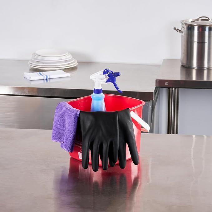 Restaurantware Chemical Resistant Gloves 10 Pack 17.75 Inch Durable Heavy Duty Gloves Protective Gloves for Chemicals Slip-Resistant Black Rubber Industrial Use