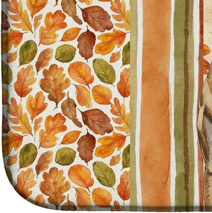 Caroline's Treasures Brindle Boerboel Heirloom Fall Dish Drying Mat Absorbent Dish Drying Mat Pad for Kitchen Counter Dish Drainer Mat for Countertop, 14 x 21", Multicolor