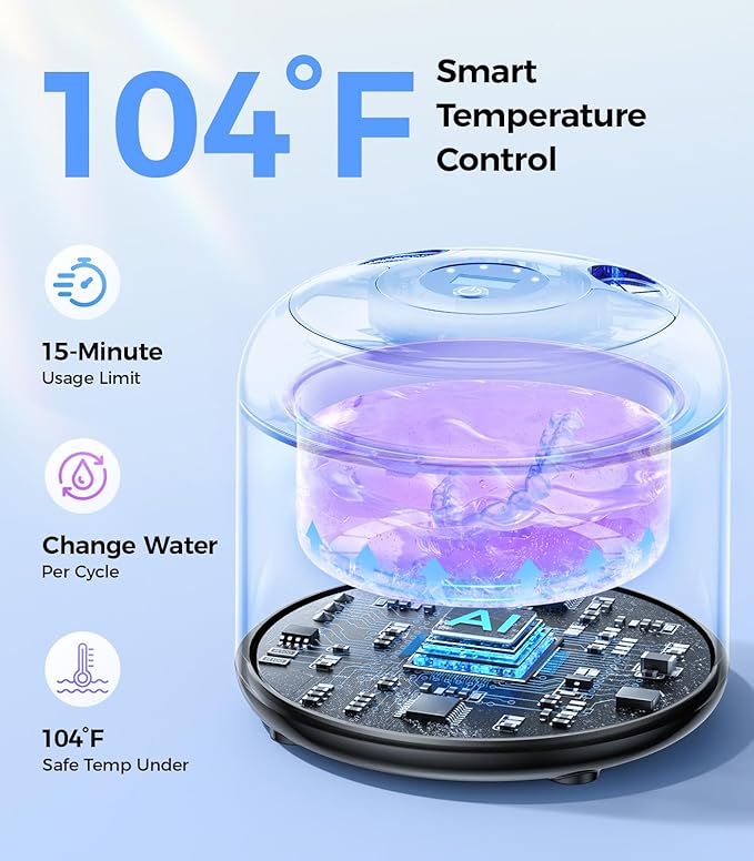 Retainer Cleaner 48kHz, Ultrasonic Retainer Cleaner Machine with 4 Modes for Dentures, Aligners, Mouthguards, Retainers, Jewelry Cleaner and Dental Cleaning Pod, 25W Ultrasonic Jewelry Cleaner