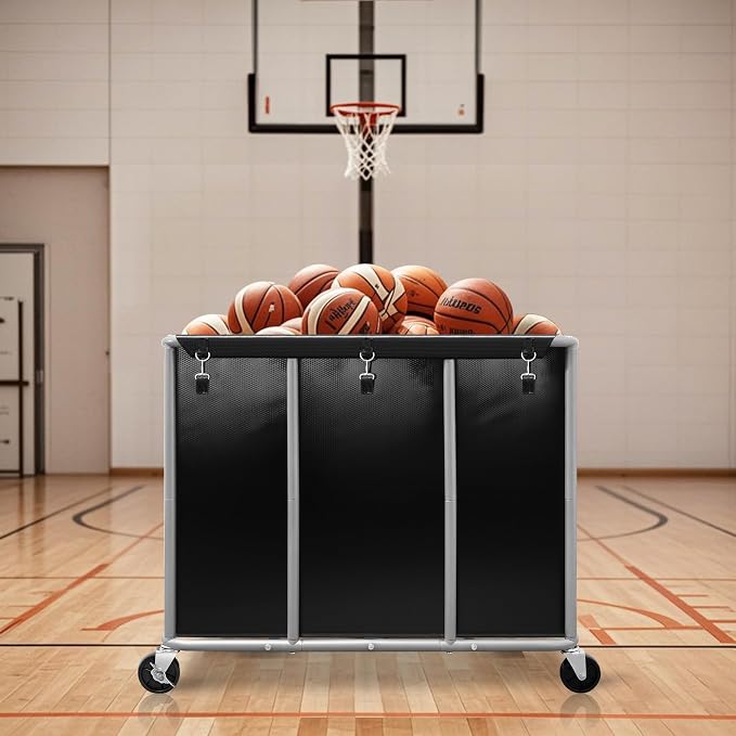 STORAGE MANIAC Commercial Laundry Cart with Wheels, 420L Black | Heavy Duty 400 lbs Load, Rust-Resistant Steel Frame, Waterproof Removable PVC Tarpaulin Liner, Hotel, Hospital Industrial Use