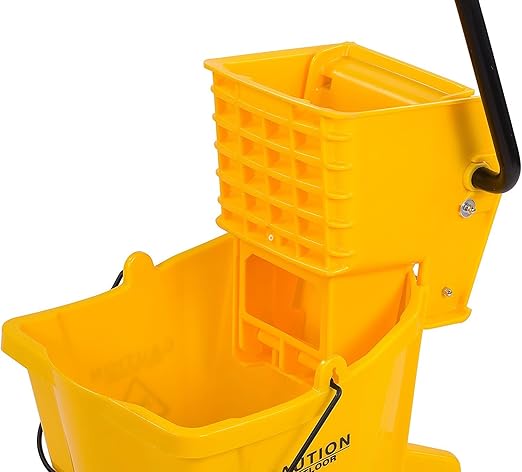 SPARTA Commercial Mop Bucket with Side Press Wringer, Floor Cleaning Essentials for Commercial and Home Use 26 Quart Capacity, 1 Count, Yellow