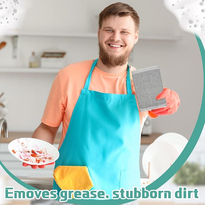 Thyle 36 Pack Steel Scrub Sponges for Dishes Non Scratch Scouring Multi Use Metal Scrubber Heavy Duty Dish Wash Kitchen Sponge for Pot Dish Washing Hard Surface Cleaning (Gray)