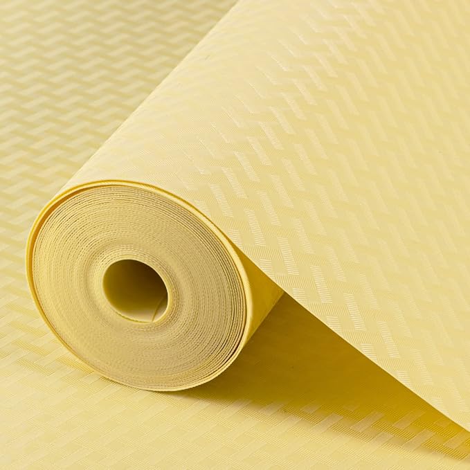 Shelf Liners for Kitchen Cabinets Refrigerator Liners Waterproof & Oil-Proof Kitchen Cupboard Liner Non Adhesive Drawer Mats Cabinet Liners for Shelves -Yellow Beige 11.8 x 59 Inches