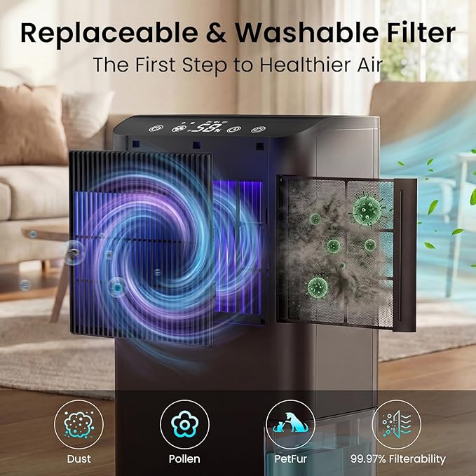 Home Dehumidifier, Basement Rotary Dehumidifier, ultra-quiet automatic shut-off/7-color lighting/operates at a low temperature of 32°F (0°C)/washable filter, suitable for bedroom, basement, bathroom