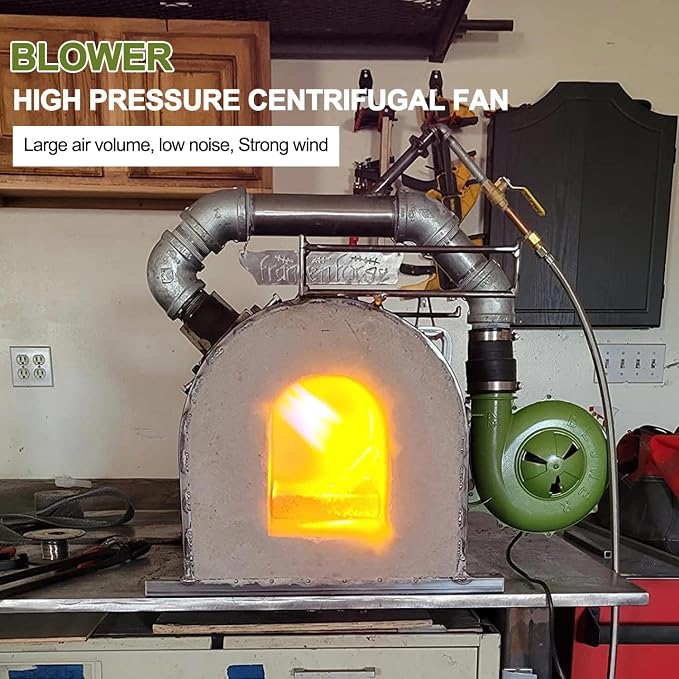 250W Electric Air Blower, Blower Fan for Blacksmith Forge, Centrifugal Fan for Forging Tools and Equipment, 110V 2-1/2” Outlet High-Pressure Leaf Blower for Coal Forge, Camping, Picnic
