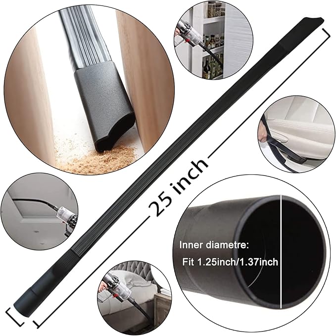 11PCS Universal Vacuum Attachment Kit Wet Dry Plastic Vacuum Hose Adapter 1-1/4" Vacuum Cleaners Accessories with Horse Hair Brush Extension Wand Flexible Crevice Tool Adapter for Shop Vac Accessories