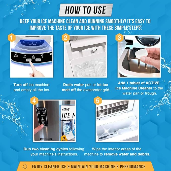 ACTIVE Ice Machine Cleaner Tablets and Espresso Machine Cleaning Tablets - Includes 24ct Ice Maker Cleaning Tabs and 120ct Espresso Maker Cleaner