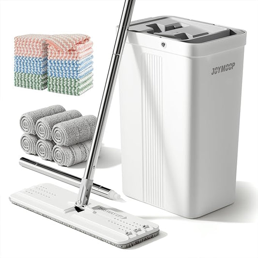 JOYMOOP Mop and Bucket with Wringer Set with Microfiber Cleaning Cloth, Househould Cleaning Tool of Floor Mop and Kitchen Towels