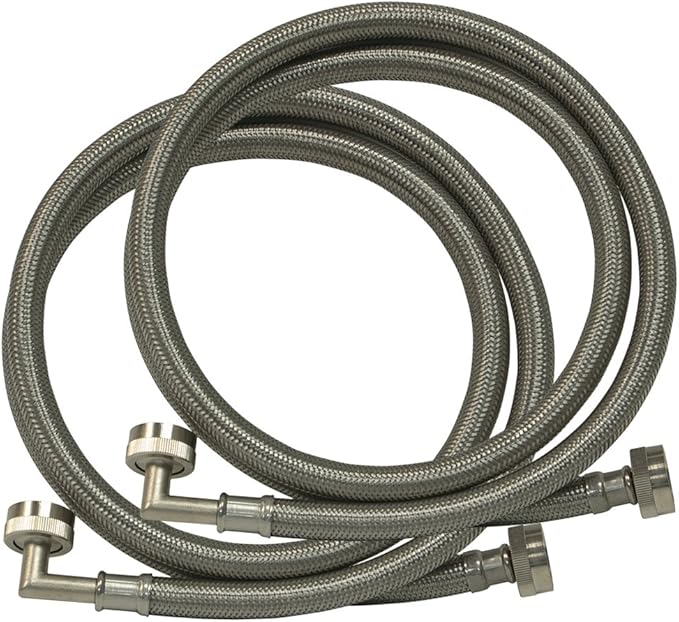 EASTMAN 8' Aluminum Dryer Vent with Clamps Bundle with 2-Pack 6' Stainless Steel Washing Machine Connectors