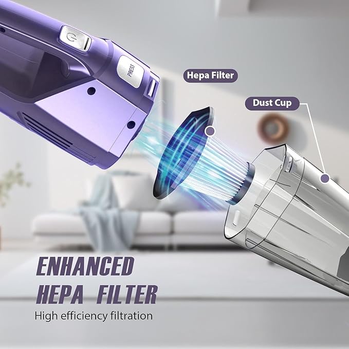 Handheld Vacuum Cordless — 3-In-1 Hand Held Vacuum Rechargeable With 8KPa Suction, Lightweight 1.7 Lbs Handheld Vac, Quick Dust Removal & Cleaning Tool With Accessories Storage For Car, Kitchen & Home