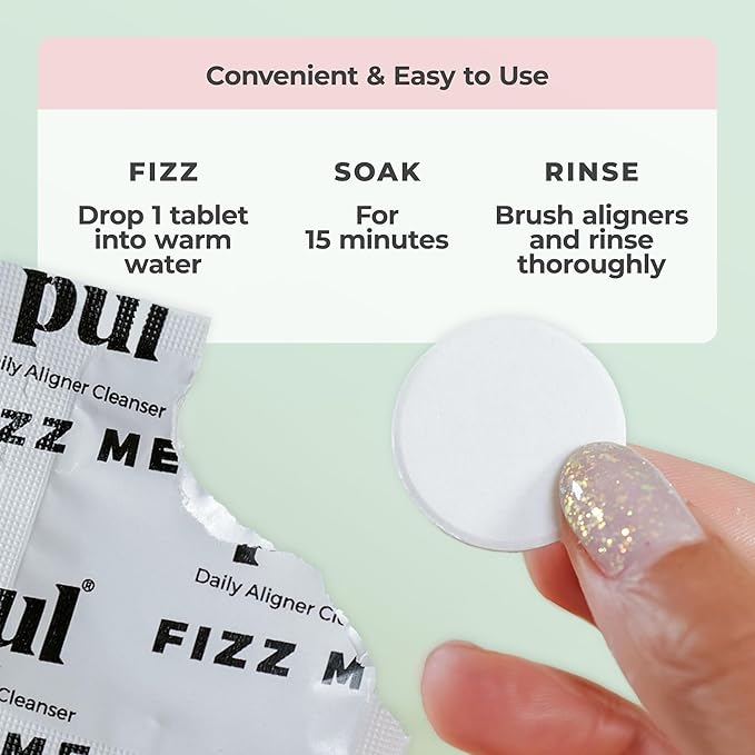 PUL Retainer Cleaner Tablets - Aligner Cleaner for Invisalign and Clear Aligners, Daily Retainer Cleaning Tablets and Denture Cleaner Tablets - Removes Odor, Stains and Plaque - 30 Day Supply